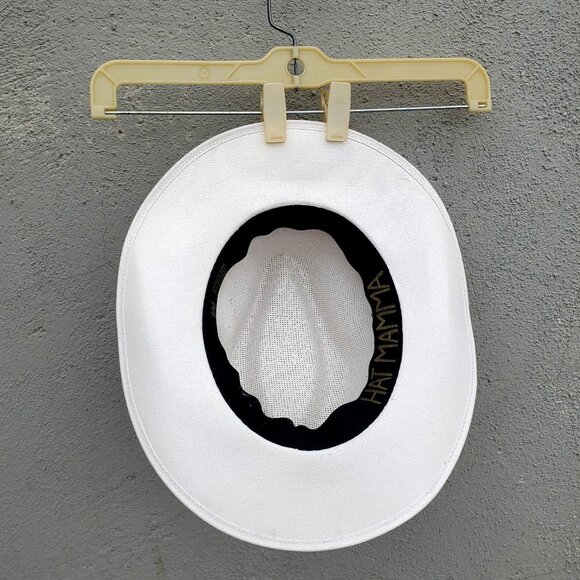 Hand Painted Snake White Fedora Straw Hat Made in Mexico Size Medium - Picture 3 of 13